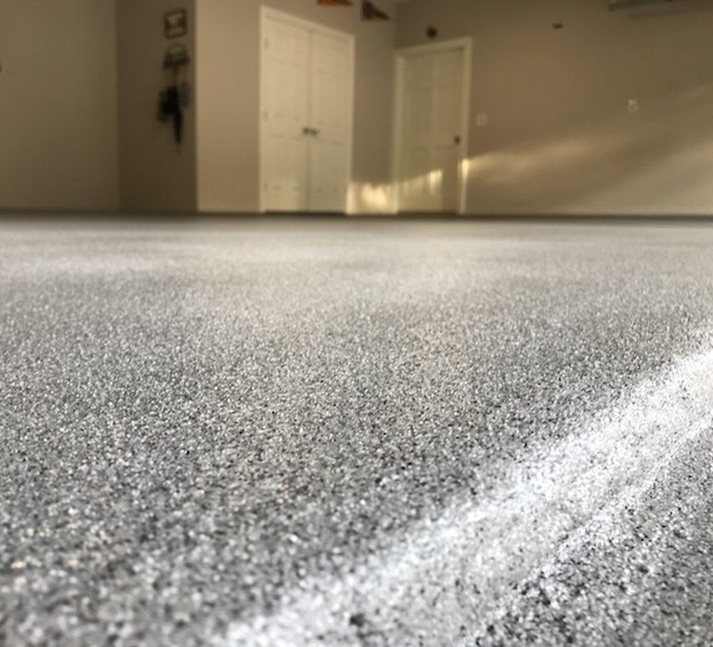 Quartz broadcast floor coating up close